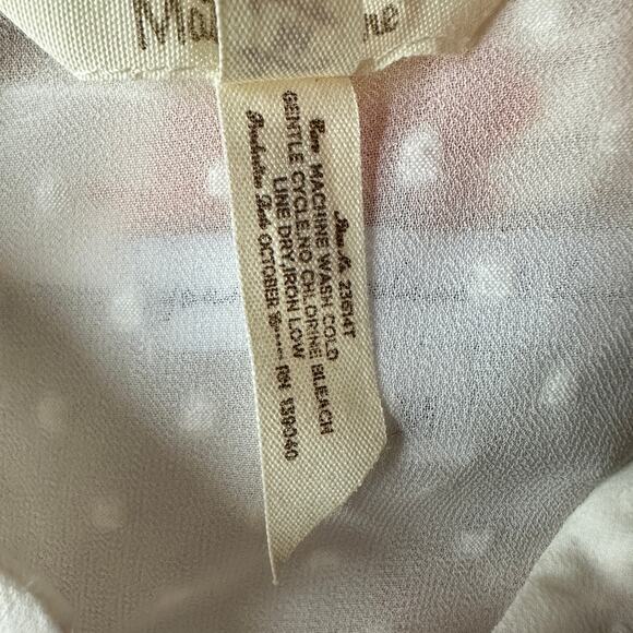 Matilda Jane Sheer Swiss Dot Peplum Blouse 3/4 Sleeves Cream Woman's size Medium - Picture 8 of 11